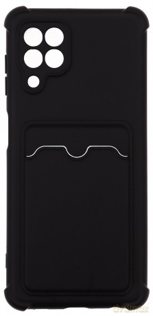 Card Armor Case etui pokrowiec do Samsung Galaxy A22 4G portfel na kartę silikonowe pancerne etui Air Bag czarny