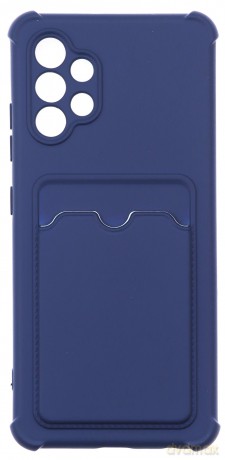 Card Armor Case etui pokrowiec do Samsung Galaxy A32 4G portfel na kartę silikonowe pancerne etui Air Bag granatowy