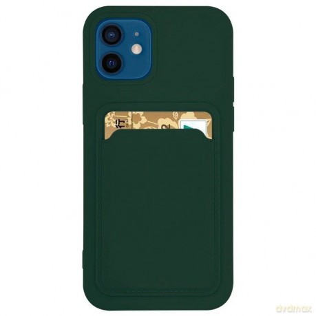 Card Case silikonowe etui portfel z kieszonką na kartę dokumenty do iPhone 11 Pro ciemnozielony