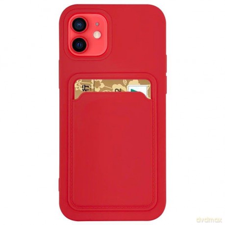 Card Case silikonowe etui portfel z kieszonką na kartę dokumenty do iPhone 12 czerwony