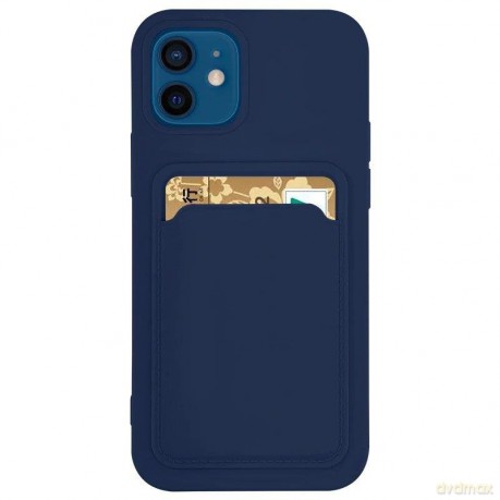Card Case silikonowe etui portfel z kieszonką na kartę dokumenty do iPhone 12 Pro granatowy