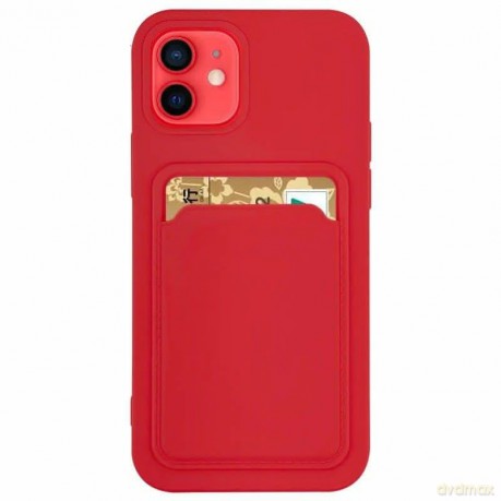 Card Case silikonowe etui portfel z kieszonką na kartę dokumenty do Samsung Galaxy A71 czerwony