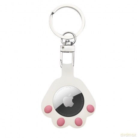 Cat Paw AirTag Case silikonowe etui brelok zawieszka do AirTag kocia łapka biały
