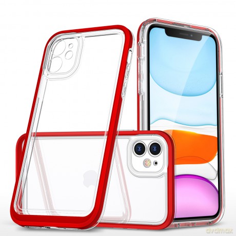 Clear 3in1 etui do iPhone 11 żelowy pokrowiec z ramką czerwony