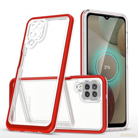 Clear 3in1 etui do Samsung Galaxy A12 5G żelowy pokrowiec z ramką czerwony