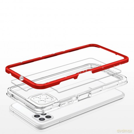 Clear 3in1 etui do Samsung Galaxy A22 5G żelowy pokrowiec z ramką czerwony