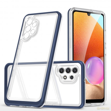 Clear 3in1 etui do Samsung Galaxy A32 5G żelowy pokrowiec z ramką niebieski