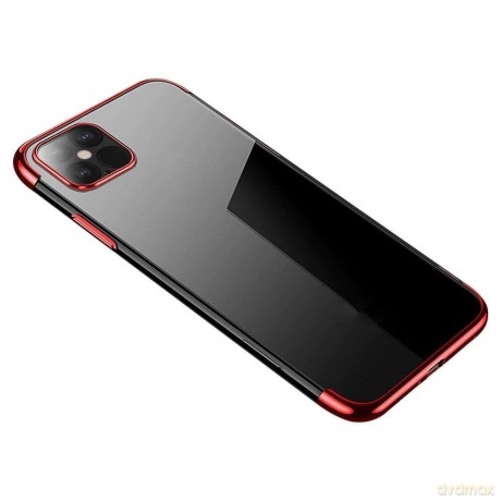 Clear Color case żelowy pokrowiec etui z metaliczną ramką Samsung Galaxy A22 5G czerwony
