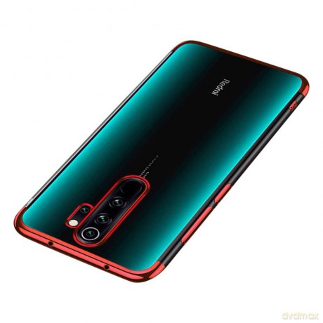 Clear Color case żelowy pokrowiec etui z metaliczną ramką Xiaomi Redmi 9 czerwony