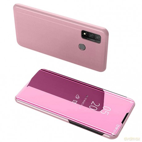 Clear View Case futerał etui z klapką Huawei P Smart 2020 różowy