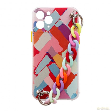 Color Chain Case żelowe elastyczne etui z łańcuchem łańcuszkiem zawieszką do iPhone 11 Pro wielokolorowy