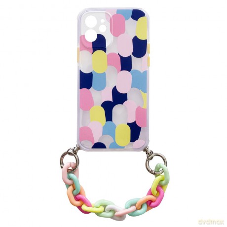 Color Chain Case żelowe elastyczne etui z łańcuchem łańcuszkiem zawieszką do iPhone 11 wielokolorowy