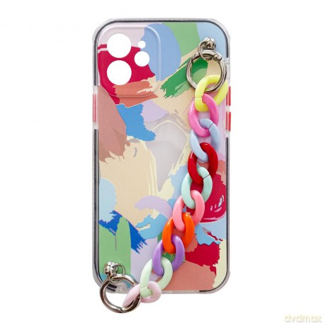 Color Chain Case żelowe elastyczne etui z łańcuchem łańcuszkiem zawieszką do iPhone 12 wielokolorowy