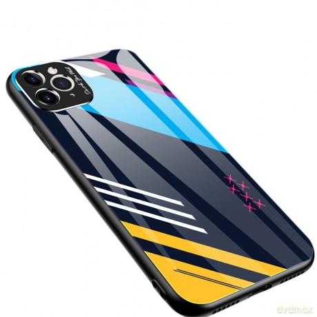 Color Glass Case etui pokrowiec nakładka ze szkła hartowanego z osłoną na aparat iPhone 11 Pro pattern 2