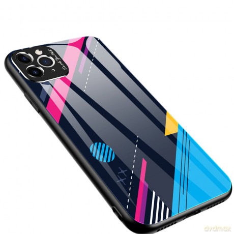 Color Glass Case etui pokrowiec nakładka ze szkła hartowanego z osłoną na aparat iPhone 11 Pro pattern 4