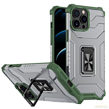 Crystal Ring Case pancerne hybrydowe etui pokrowiec + magnetyczny uchwyt iPhone 12 Pro Max zielony
