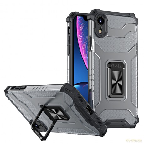 Crystal Ring Case pancerne hybrydowe etui pokrowiec + magnetyczny uchwyt iPhone XR czarny