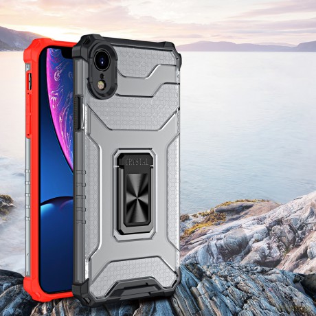 Crystal Ring Case pancerne hybrydowe etui pokrowiec + magnetyczny uchwyt iPhone XR czerwony