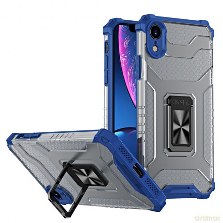 Crystal Ring Case pancerne hybrydowe etui pokrowiec + magnetyczny uchwyt iPhone XR niebieski
