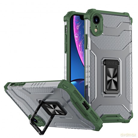 Crystal Ring Case pancerne hybrydowe etui pokrowiec + magnetyczny uchwyt iPhone XR zielony