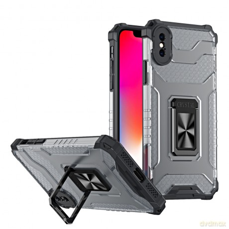 Crystal Ring Case pancerne hybrydowe etui pokrowiec + magnetyczny uchwyt iPhone XS Max czarny