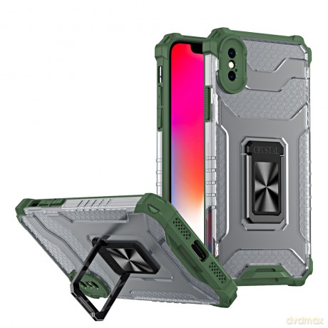 Crystal Ring Case pancerne hybrydowe etui pokrowiec + magnetyczny uchwyt iPhone XS Max zielony