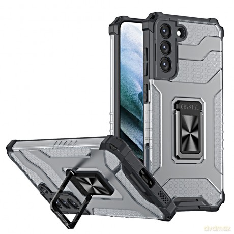 Crystal Ring Case pancerne hybrydowe etui pokrowiec + magnetyczny uchwyt Samsung Galaxy S21 FE czarny