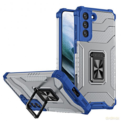 Crystal Ring Case pancerne hybrydowe etui pokrowiec + magnetyczny uchwyt Samsung Galaxy S22 niebieski