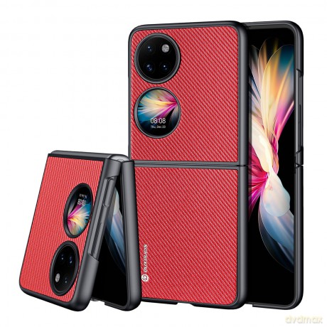 Dux Ducis Fino etui pokrowiec pokryty nylonowym materiałem Huawei P50 czerwony
