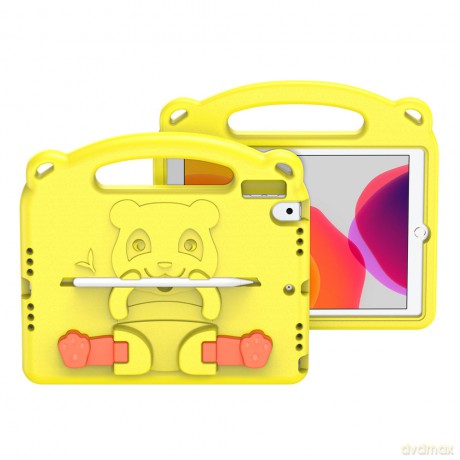 Dux Ducis Panda bezpieczne dla dzieci dziecięce miękkie etui do iPad 10.2'' 2021 / iPad 10.2'' 2020 / iPad 10.2'' 2019 z miejscem na rysik żółty