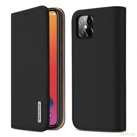 DUX DUCIS Wish skórzane etui pokrowiec ze skóry naturalnej iPhone 12 Pro Max czarny