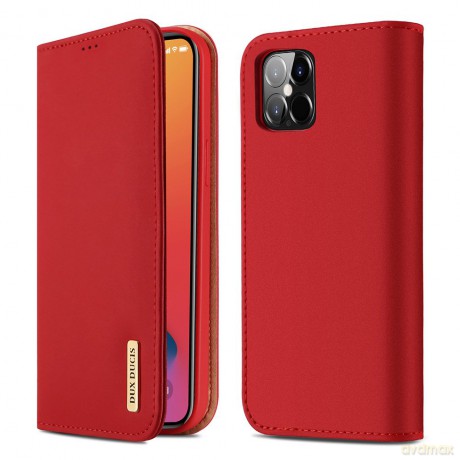 DUX DUCIS Wish skórzane etui pokrowiec ze skóry naturalnej iPhone 12 Pro Max czerwony