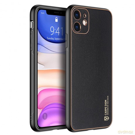Dux Ducis Yolo eleganckie etui pokrowiec ze skóry ekologicznej iPhone 11 czarny