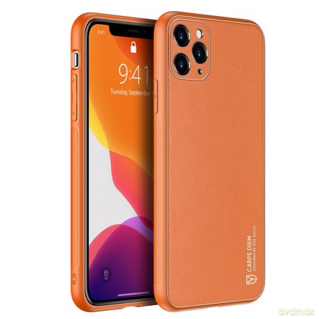 Dux Ducis Yolo eleganckie etui pokrowiec ze skóry ekologicznej iPhone 11 Pro pomarańczowy