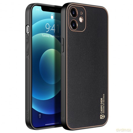 Dux Ducis Yolo eleganckie etui pokrowiec ze skóry ekologicznej iPhone 12 czarny