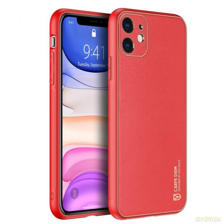 Dux Ducis Yolo eleganckie etui pokrowiec ze skóry ekologicznej iPhone 12 mini czerwony