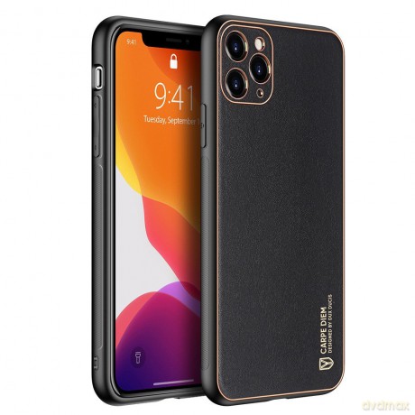 Dux Ducis Yolo eleganckie etui pokrowiec ze skóry ekologicznej iPhone 12 Pro czarny
