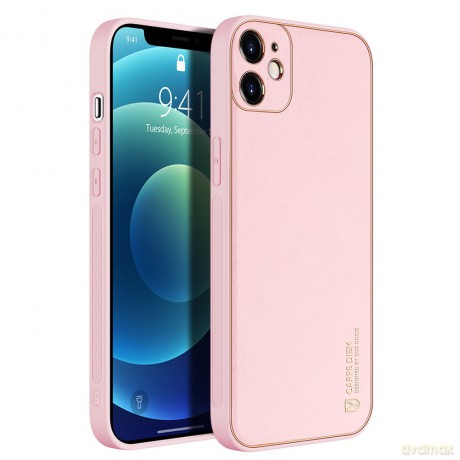 Dux Ducis Yolo eleganckie etui pokrowiec ze skóry ekologicznej iPhone 12 różowy