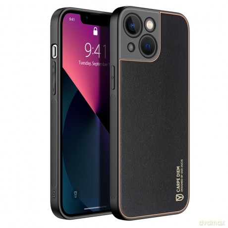 Dux Ducis Yolo eleganckie etui pokrowiec ze skóry ekologicznej iPhone 13 mini czarny