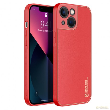 Dux Ducis Yolo eleganckie etui pokrowiec ze skóry ekologicznej iPhone 13 mini czerwony