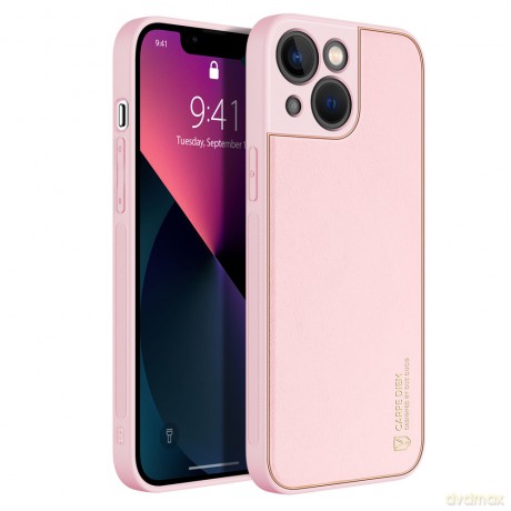 Dux Ducis Yolo eleganckie etui pokrowiec ze skóry ekologicznej iPhone 13 mini różowy
