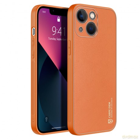 Dux Ducis Yolo eleganckie etui pokrowiec ze skóry ekologicznej iPhone 13 pomarańczowy