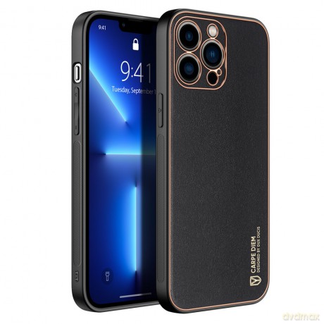 Dux Ducis Yolo eleganckie etui pokrowiec ze skóry ekologicznej iPhone 13 Pro czarny