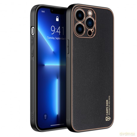Dux Ducis Yolo eleganckie etui pokrowiec ze skóry ekologicznej iPhone 13 Pro Max czarny