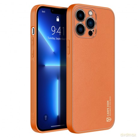 Dux Ducis Yolo eleganckie etui pokrowiec ze skóry ekologicznej iPhone 13 Pro pomarańczowy