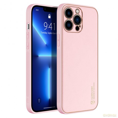 Dux Ducis Yolo eleganckie etui pokrowiec ze skóry ekologicznej iPhone 13 Pro różowy