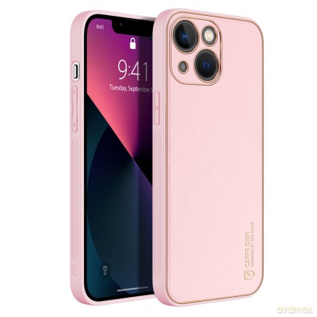 Dux Ducis Yolo eleganckie etui pokrowiec ze skóry ekologicznej iPhone 13 różowy