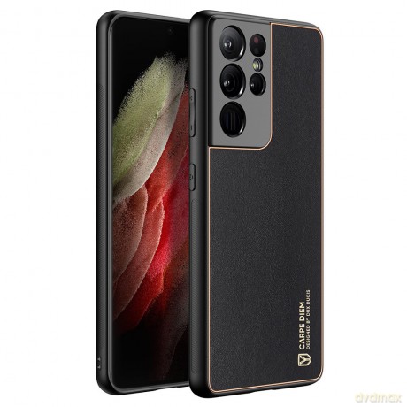 Dux Ducis Yolo eleganckie etui pokrowiec ze skóry ekologicznej Samsung Galaxy S21 Ultra 5G czarny