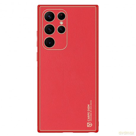 Dux Ducis Yolo eleganckie etui pokrowiec ze skóry ekologicznej Samsung Galaxy S22 Ultra czerwony