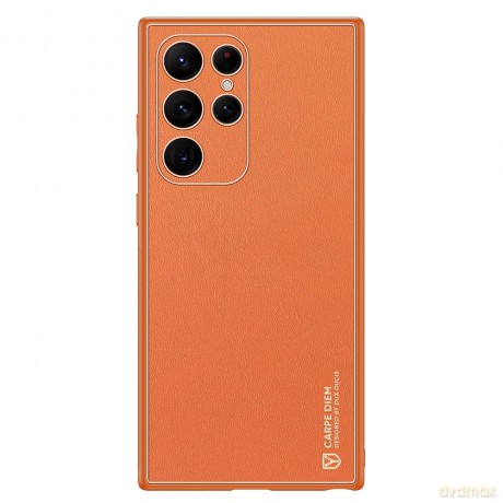 Dux Ducis Yolo eleganckie etui pokrowiec ze skóry ekologicznej Samsung Galaxy S22 Ultra pomarańczowy